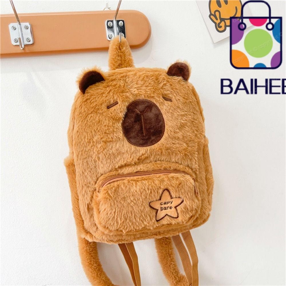 【สต็อกพร้อม 】_Baihee กระเป๋าเป้สะพายหลัง ขนาดใหญ่ จุของได้เยอะ ลายการ์ตูน Capybara น่ารัก