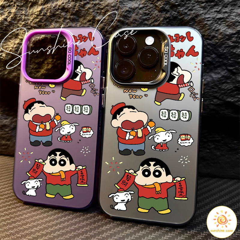 เคสโทรศัพท์ปีใหม่เครยอนชินจัง ไอโฟน11 For iPhone12 13 14 15 16 Pro MAX X XS XR XS 6 7 8Plus SE2020 เปลือกนิ่ม เคส