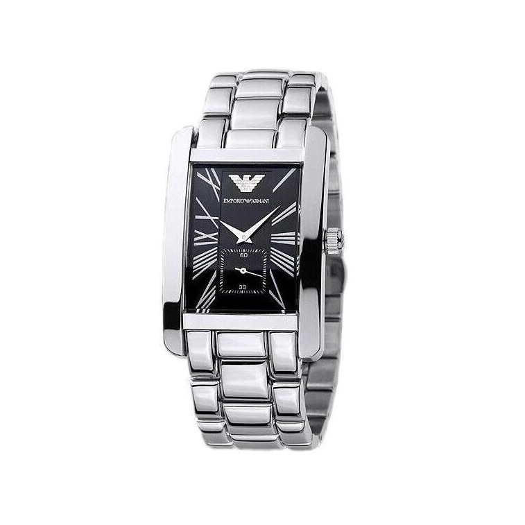 Emporio Armani Classic Black Dial Silver Stainless Steel Strap Watch For Men - AR0156