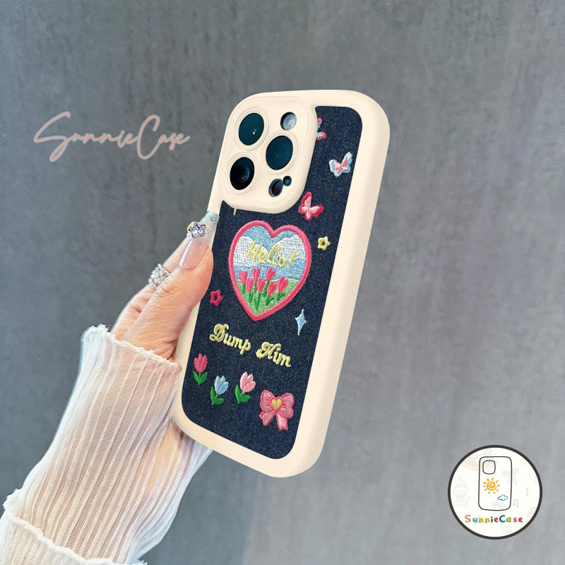 ปักลายหัวใจเดนิม สำหรับ เคส Redmi 19A 12 13C 10C 2C 9T A1 9C 10A 9 NFC Note 9 10 8 12 11 11s Pro Max POCO M6 Pro ความรัก - รูปที่ 4