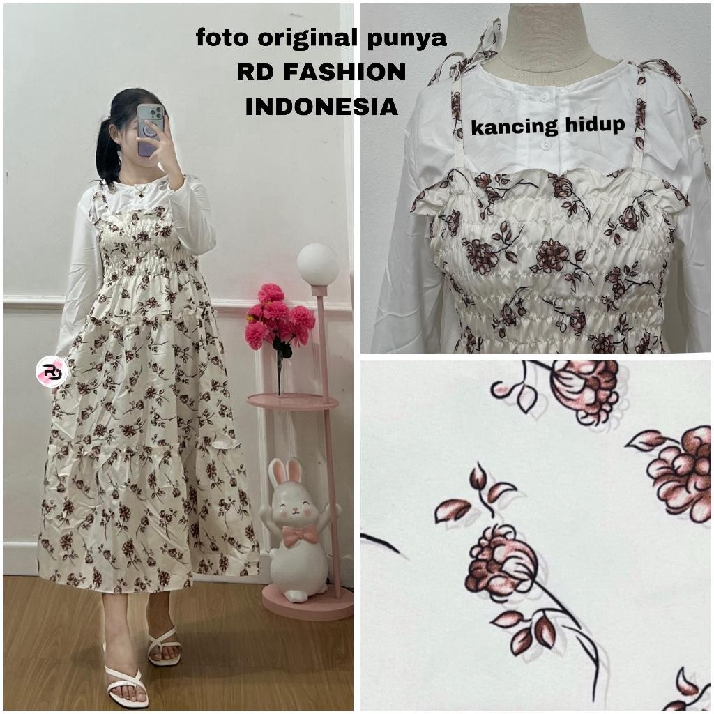 TYPESO LONG SLEEVED SMOCKED DRESS / BUSUI FRIENDLY FLOWER MOTIF DRESS