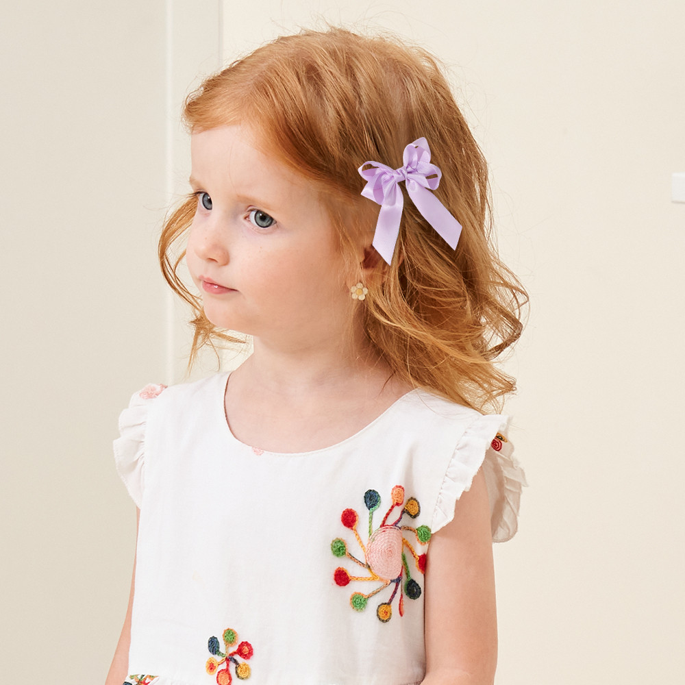 2 ชิ้น/ล็อตคราบ Bowknot กิ๊บติดผมสําหรับสาวสีทึบริบบิ้น Bows Hairpins Hairgripe เด็ก Boutique ผู้หญิงอุปกรณ์เสริมผม