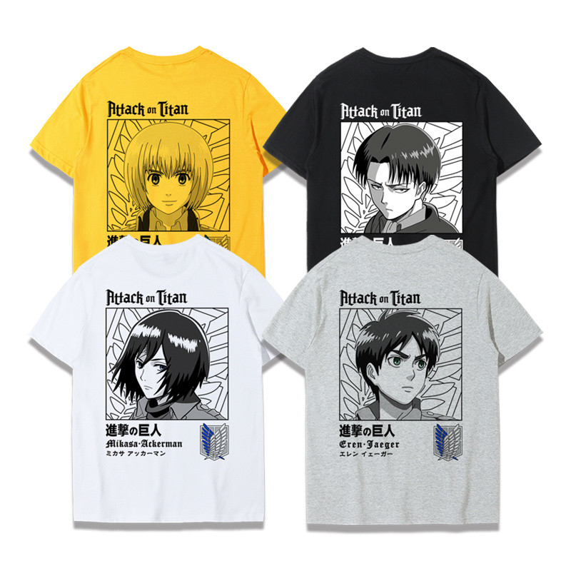 เสื้อยืด Attack on Titan Wings of Freedom ตัวละคร Allen Mikasa Levi พร้อมปีก สินค้าอนิเมะ