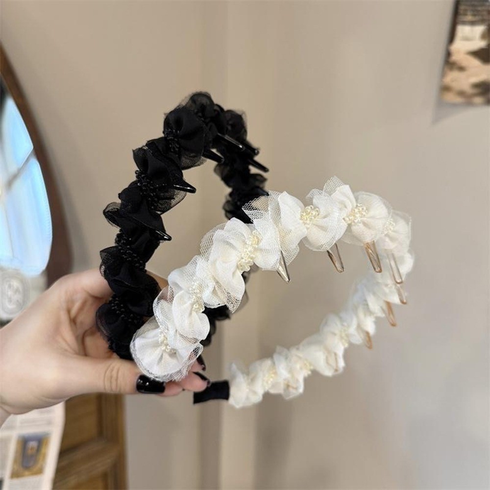 (จัดส่งฟรี) หวานตาข่ายจีบ มุกคาดศีรษะ แฟชั่นสำหรับผู้หญิง - รูปที่ 6