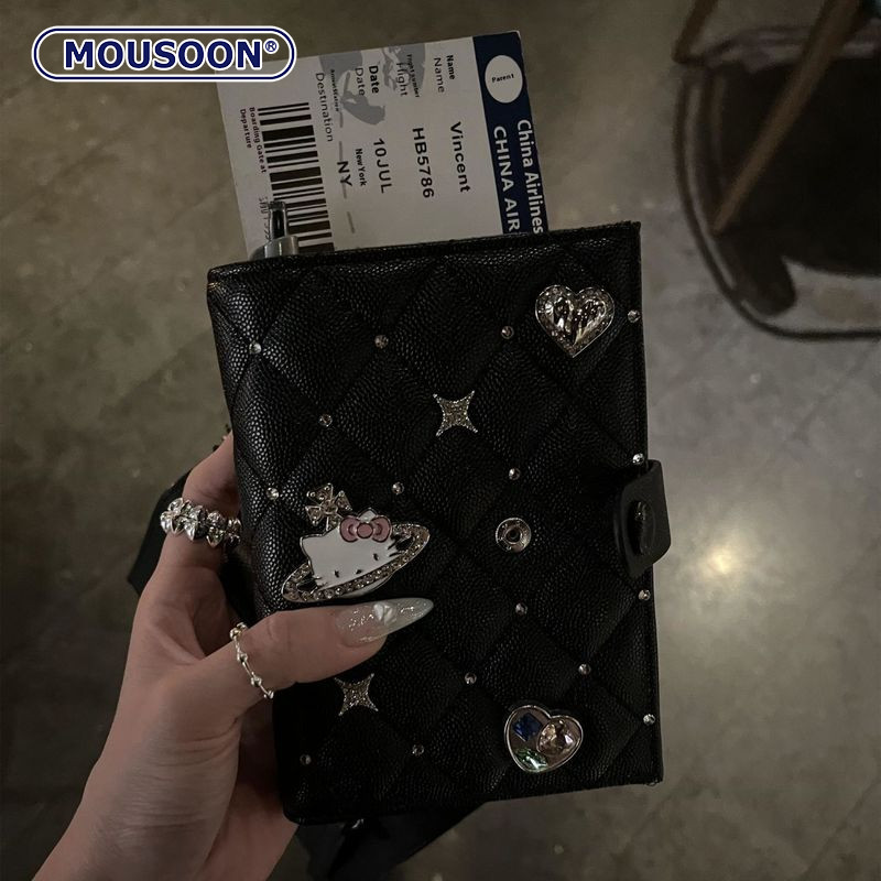 MOUSOON Ladies Certification Storage Barber Planet Hello Kitty Cat Leather Passport Case