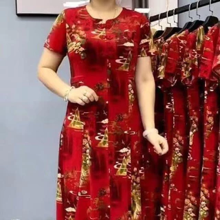 ชุดเดรสพิมพ์ลายสำหรับผู้หญิง แขนสั้นคอกลม ทรงเอหลวม สไตล์ลำลอง เหมาะสมกับฤดูร้อน