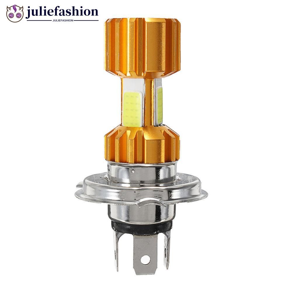 JULIEFASHION 1 PC H4 LED 3 COB ไฟหน้ารถจักรยานยนต์หลอดไฟ 6000K Hi/Lo Beam Light สีขาว 2000LM 18W D7M