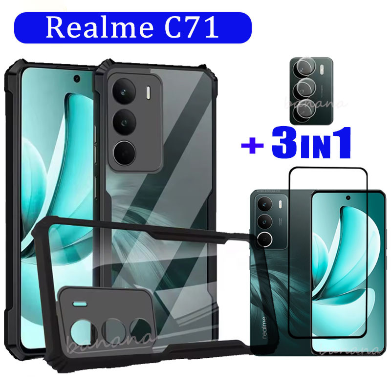สําหรับRealme C71 เคสโทรศัพท์อะคริลิคRealme C73 C75 C75Xกระจกนิรภัยป้องกันหน้าจอและฟิล์มเลนส์