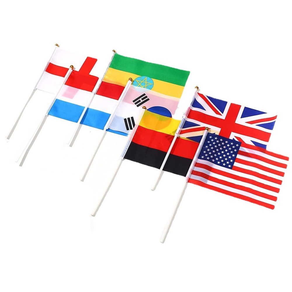14 * 21 ซม. American France Germany Hand-Cranked Flag World Cup Fan Flag
