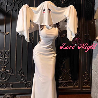 [ส่งด่วน กทม. 3 ชม.ถึง⚠️] LOVE NIGHT ชุดเดรสผู้หญิง ชุดคอสเพลย์ ชุดแม่ชียั่วๆ 👻 M-5XL | 40-100กก ผีน้อยฮาโลวีน S-424