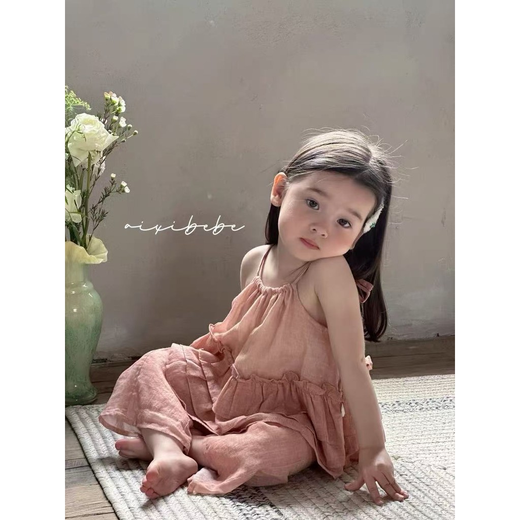 สาวฤดูร้อนสูทแฟชั่นที่ไม่ซ้ํากันที่สวยงามสไตล์โมริเด็กที่สวยงามเด็กทารกฤดูร้อนเสื้อผ้า สายรัด กางเกงชุดสองชิ้น - รูปที่ 2