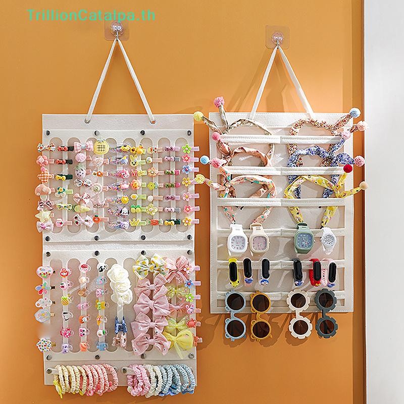TrillionCatalpa ผม Bows Organizer แขวนผนังขนาดใหญ่ความจุผู้ถือคลิปผมแขวนประหยัดพื้นที่อุปกรณ์เสริมสําหรับห้องพักสาว TH