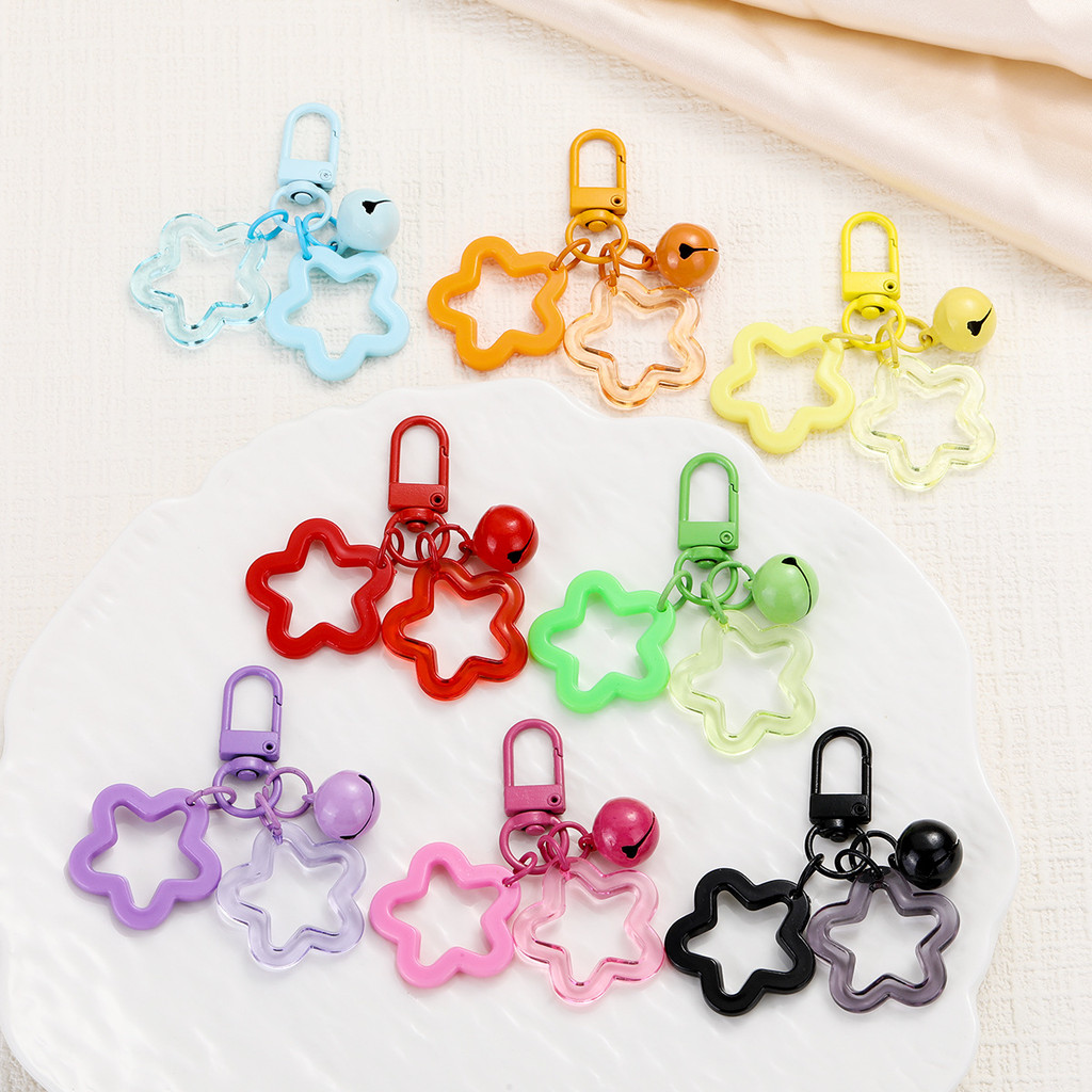 5 ชิ้นสีอะคริลิคห้าดาวพวงกุญแจ DIY พวงกุญแจอุปกรณ์เสริม