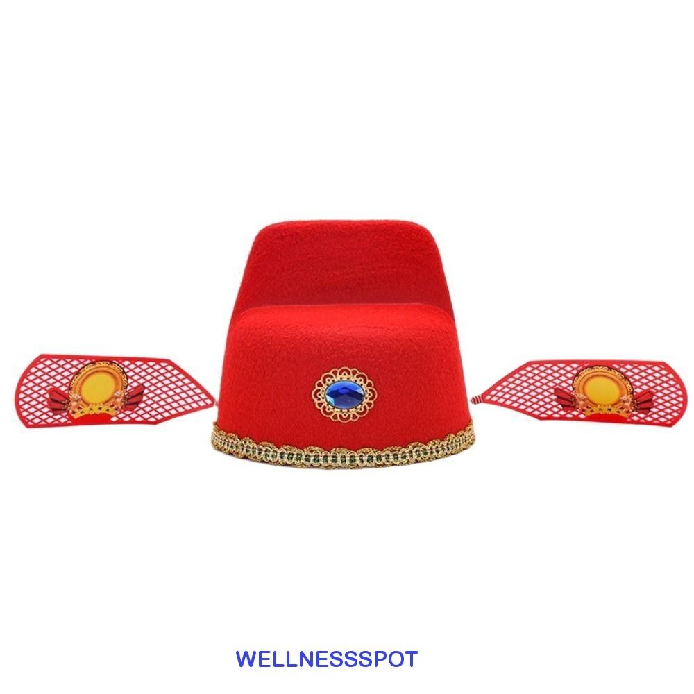 Wellnessspot หมวกสไตล์จีนหมวกโบราณหมวกโอเปร่าเด็กเด็กหมวกน่ารัก Antiquity หมวกผ้ากอซสีดําเรียบง่าย
