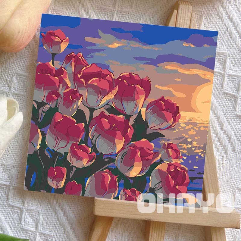 ohayo [มีเฟรม] 20*20 ซม ระบายสีตามตัวเลข ภาพวาดตกแต่งอะคริลิก ของขวัญที่ดีที่สุดสำหรับเด็ก ของขวัญ DIYระบายสีภาพ - รูปที่ 7