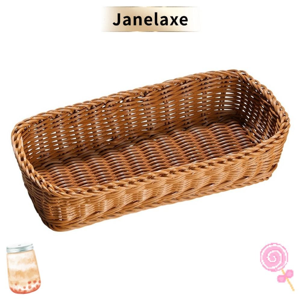 Janelaxe932 เลียนแบบหวายตะกร้าเก็บ,สี่เหลี่ยมผืนผ้า Universal Faux หวายถาด,โต๊ะตกแต่งพลาสติกทนทานตะกร้าปิกนิกบ้าน