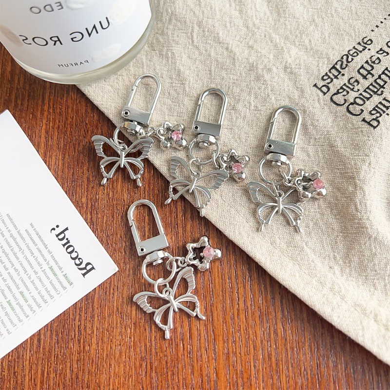 จี้โลหะเงินหวานเย็น - พวงกุญแจดาวผีเสื้อ Y2k - กระเป๋าเป้สะพายหลังแขวนเครื่องประดับ Charms - สําหรับกระเป๋า, พวงกุญแจ - อุปกรณ์ตกแต่งพวงกุญแจรถ