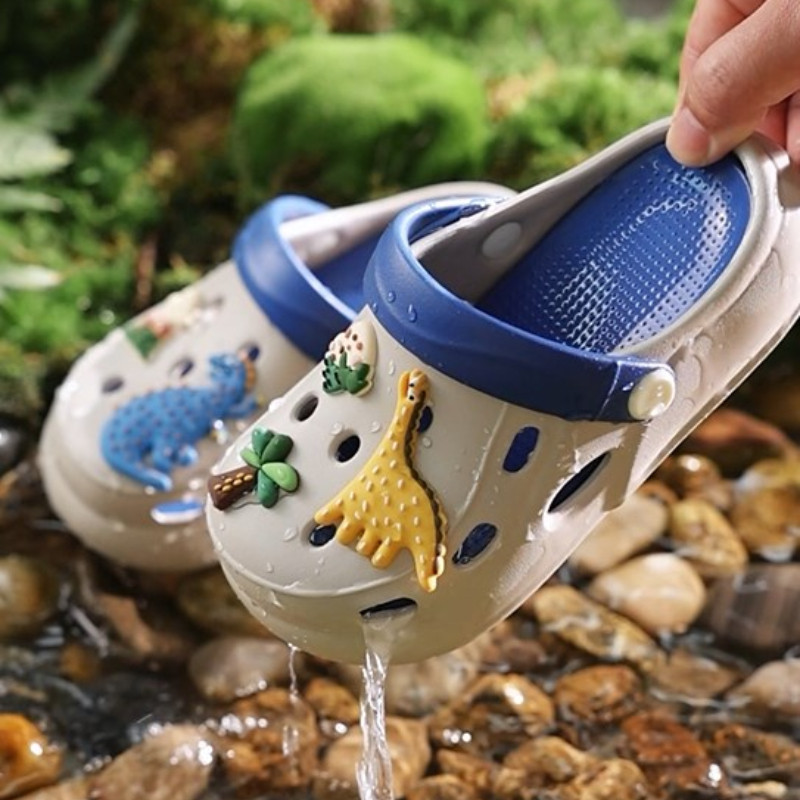 Cheerful Mario 18-24ซม Slipper เด็ก การ์ตูน หลายสี รองเท้าแตะไดโนเสาร์เด็ก พื้นหนา นิ่มๆ รองเท้ารัดส้นเด็กผู้ชาย