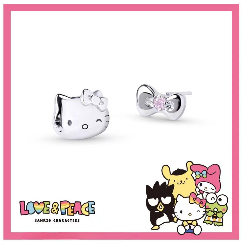 ต่างหูการ์ตูน HelloKitty, โบว์เพชรสีชมพู, ซานริโอ, น่ารักและหวาน, สไตล์เกาหลี, แฟชั่น, ฮิปฮอปสุดเท่, เครื่องประดับผู้หญิง, ความไม่สมมาตร, ปาร์ตี้, เรียบง่าย, รายวัน, นักเรียน, ของขวัญ