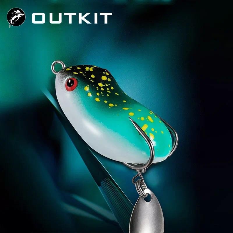 Outkit Mini Soft Frog Fishing Lure Spinner เหยื่อโลหะเลื่อมตะขอคู่ Thunder กบ Bait7/12g Topwater Wobblers Swimbait