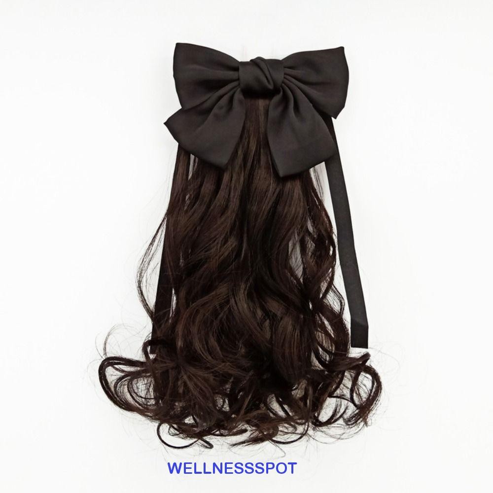 Wellnessspot โบว์ผมหางม้า Hairpiece น่ารักทุกวัน Fasion เด็ก Headwear ปลอมนุ่มตกแต่งยาวหยักเด็ก Curly หางม้าวิกผม