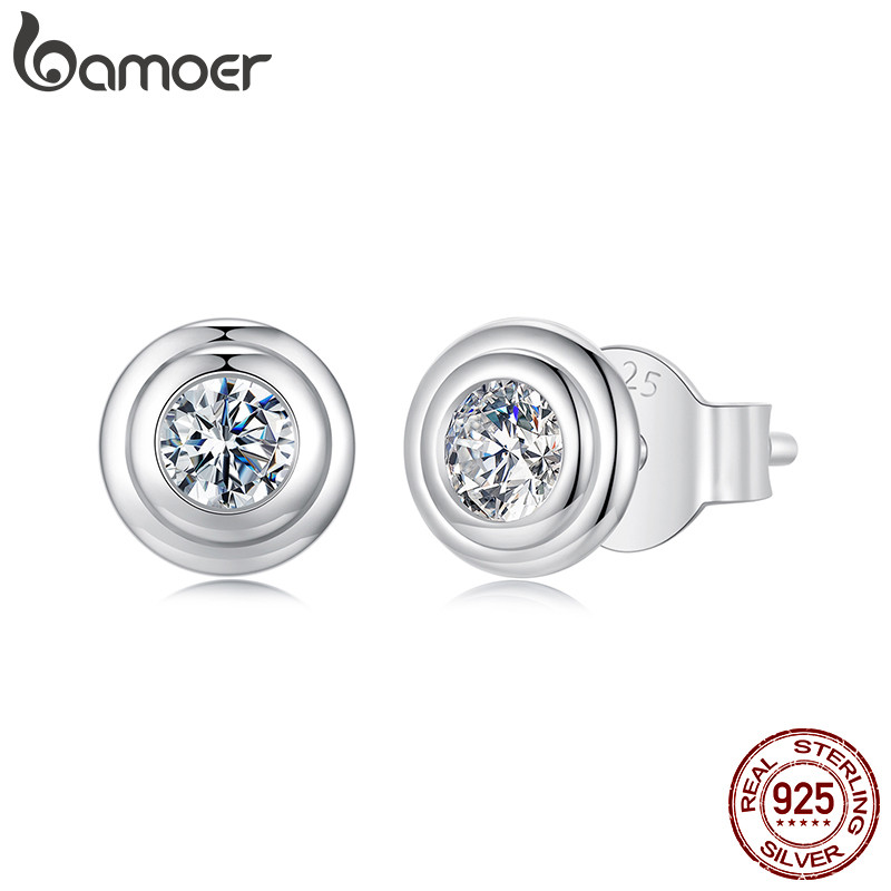 Bamoer 925 ต่างหูเงิน Bubble Moissanite เครื่องประดับผู้หญิงของขวัญ