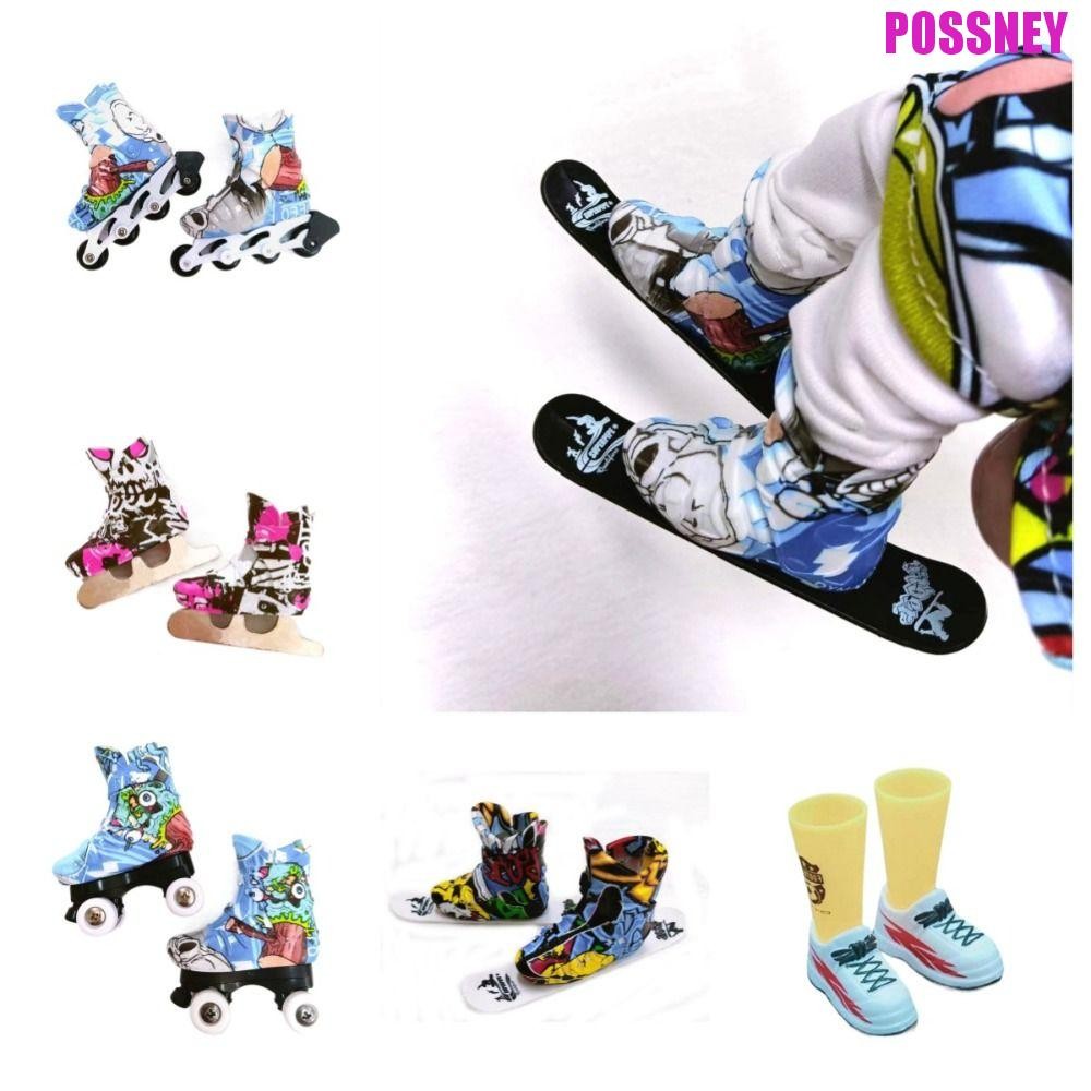 Possney Roller Skates Toy, รองเท้าผ้าใบกีฬา Finger Shoe, Novelty Mini Cute Skate Board Party