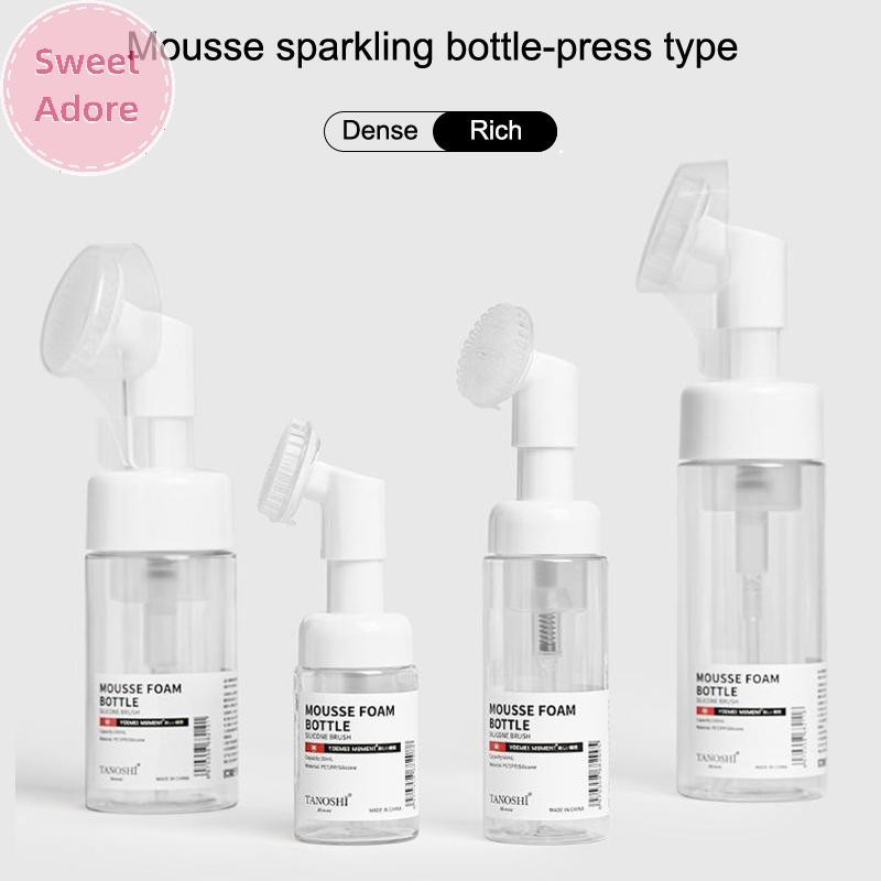SweetAdore 1PCS 30/60/100/150ml ว่างเปล่า Froth Foaming ขวดปั๊มพร้อมแปรงซิลิโคนชนิดกดทําความสะอาดใบหน้าโฟมขวด TH