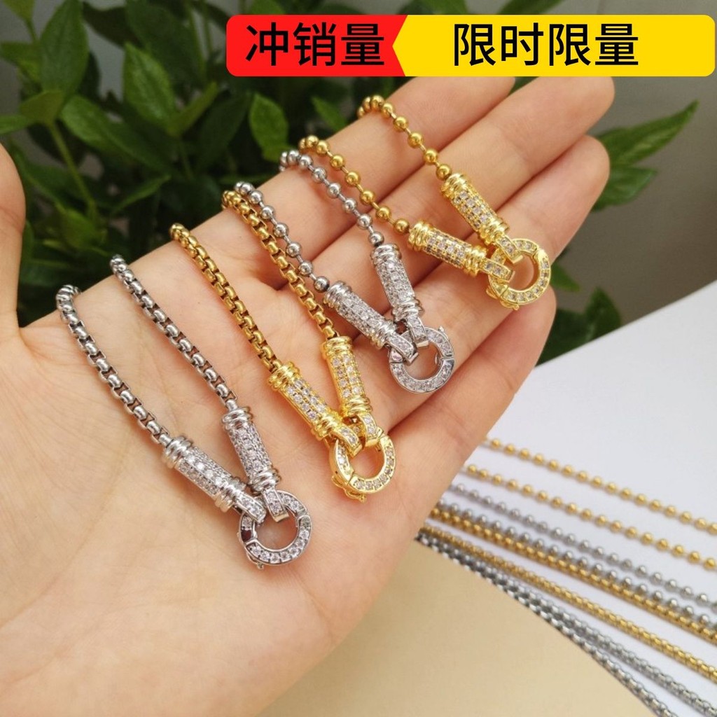 Amulet สร้อยคอ Gold-Plated สี-Pre Serve Square Diamond Amulet Chain Thangka จี้ Lanyard Quick Release ผู้ชายผู้หญิง Co011704