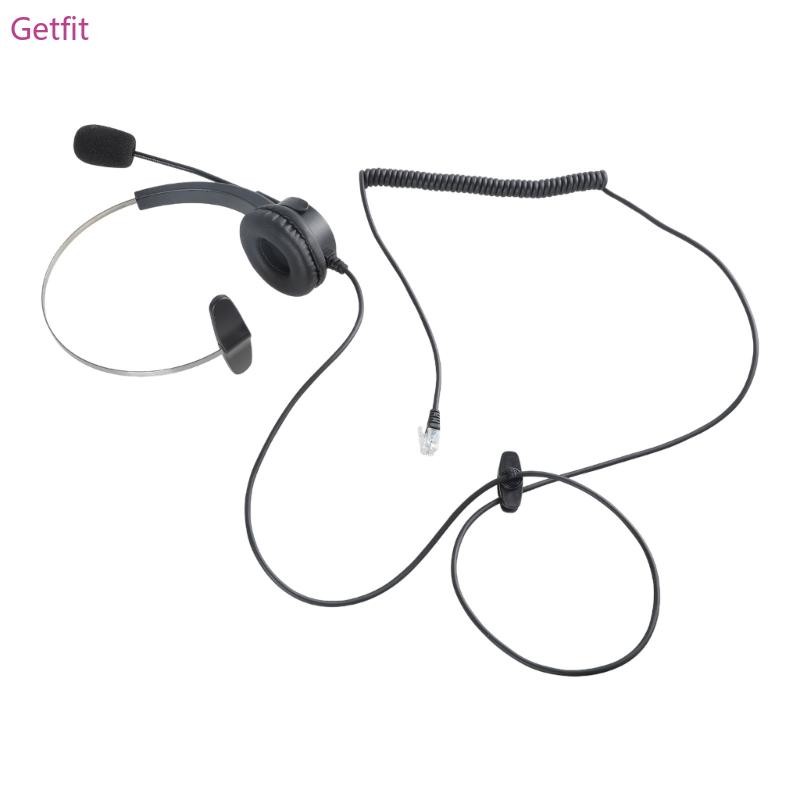 Getf 4-Pin RJ11 Monaural Wired Operator Call Center ชุดหูฟังโทรศัพท์หูฟัง BK