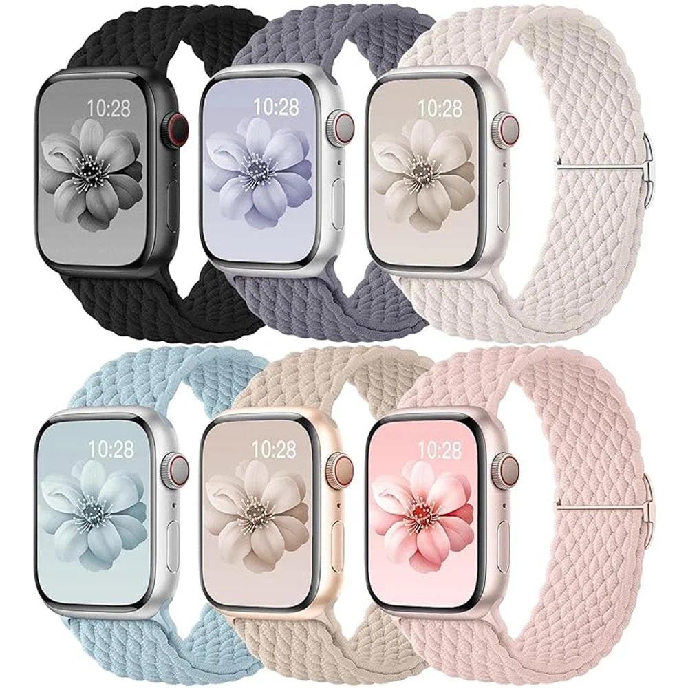 สายถักไนลอนปรับสร้อยข้อมือสําหรับ แอปเปิล ดู ส10 พิเศษ 2 49 มม. ชุด 10 46/42/44 มม. 40 41 มม. ฉันดู 10 9 8 7 6 กับ 5 4