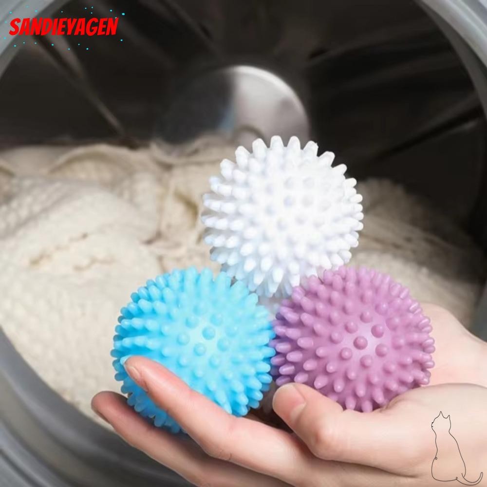 Sandieyean ลูกบอลเครื่องเป่า 3 ชิ้น ซักผ้า|น้ํายาปรับผ้านุ่มแห้งลูกบอลซักผ้า,พีวีซีนํามาใช้ใหม่ป้องกันลมผลิตภัณฑ์ซักรีดสําหรับเสื้อผ้าที่บ้าน
