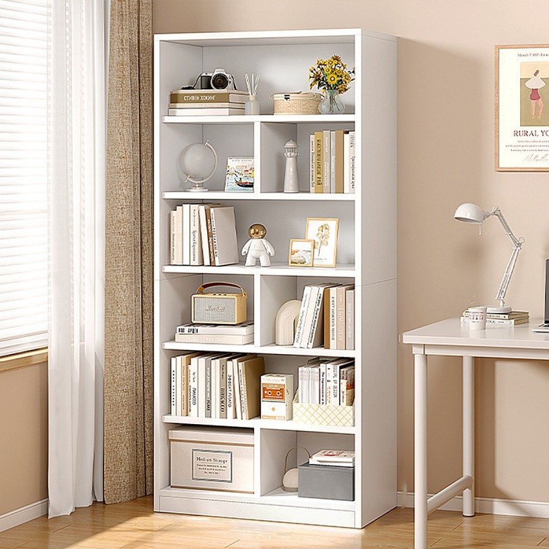 ชั้นวางหนังสือ ไตล์นอร์ดิกทรง 6ชั้น ตู้ไม้วางของ ติดตั้งง่าย ความจุสูง bookshelf