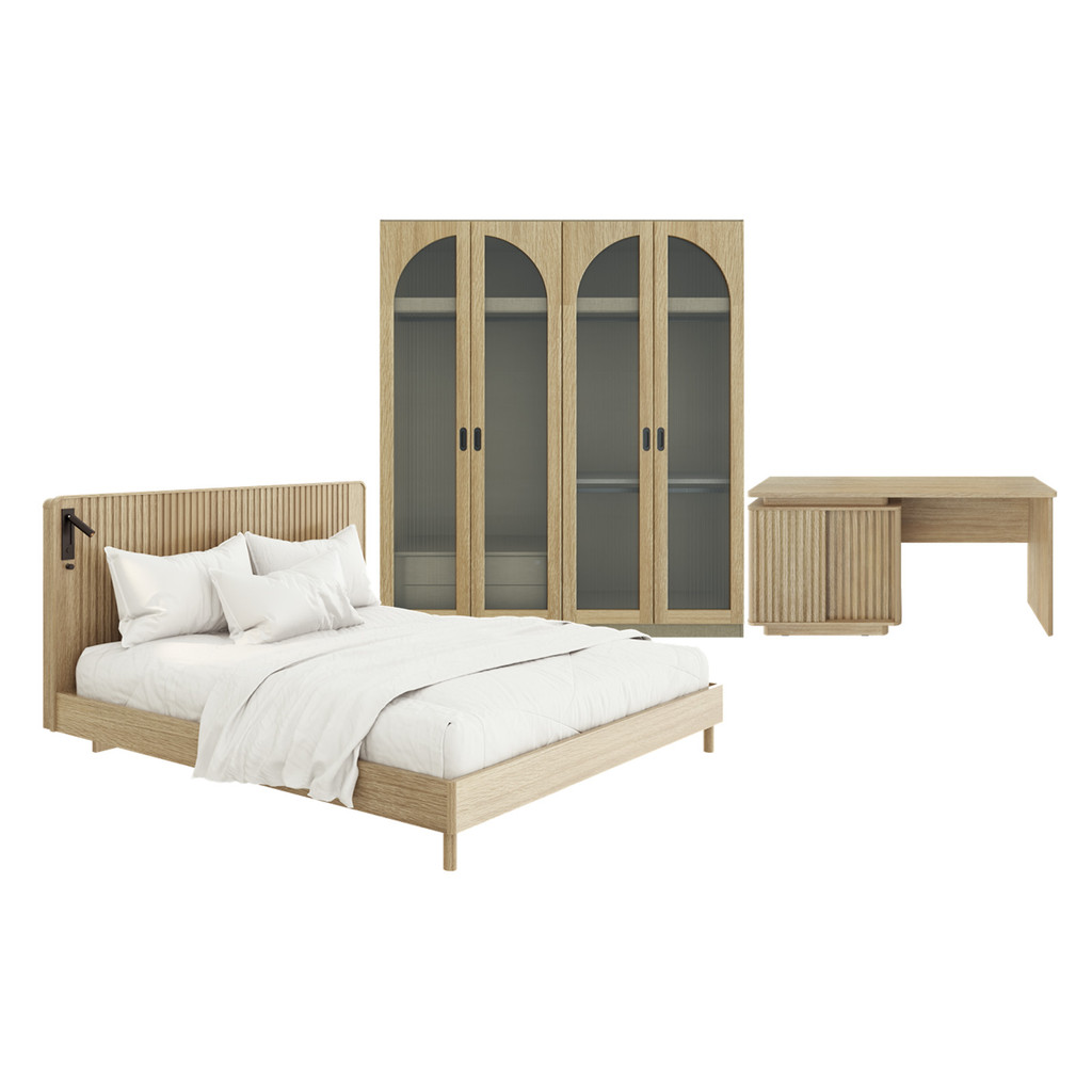 SB Design Square ชุดห้องนอน ขนาด 6 ฟุต รุ่น Valley (โต๊ะเครื่องแป้งด้านขวา)  แบรนด์ SB FURNITURE