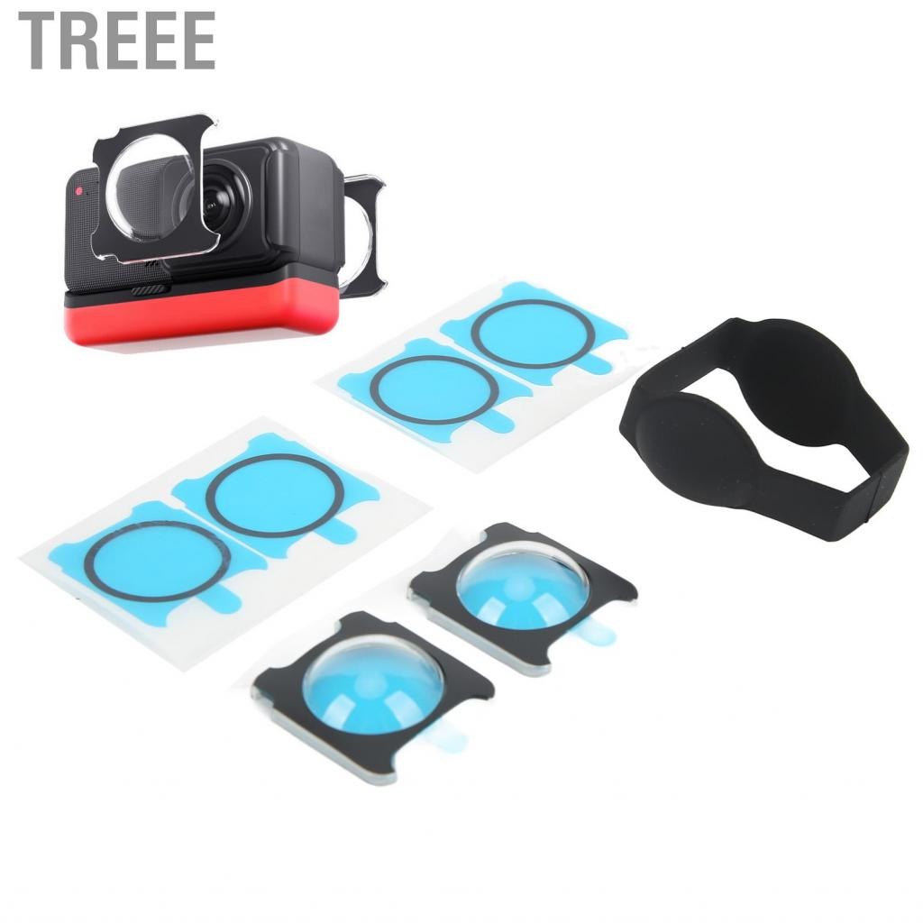 Treee เลนส์กล้อง Treee-th Yoidesu Guards Guards Adhesive Panoramic Mirror Screen Set สำหรับ Insta360 One R RS ACTION