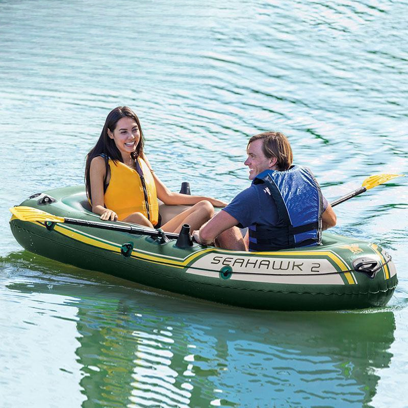 คายัคเป่าลม INTEX เรือตกปลาหนา เรือโจมตีพกพา เรือยางแบบคู่และเดี่ยว ป้องกันการล้ม