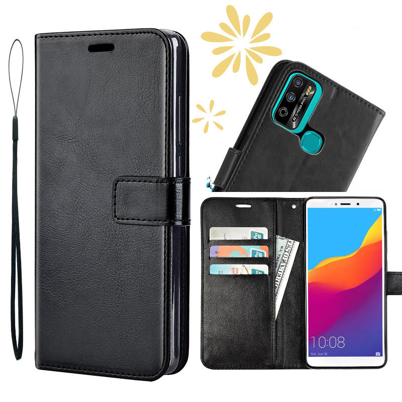 Infinix HOT9PLAY HOT10PLAY HOT11PLAY X688C X688B hot 9 10 11play X680C X680bปลอกธุรกิจหนังพับหัวเข็มขัดกระเป๋าพร้อมกระเป๋าสตางค์เชือกและเคสโทรศัพท์