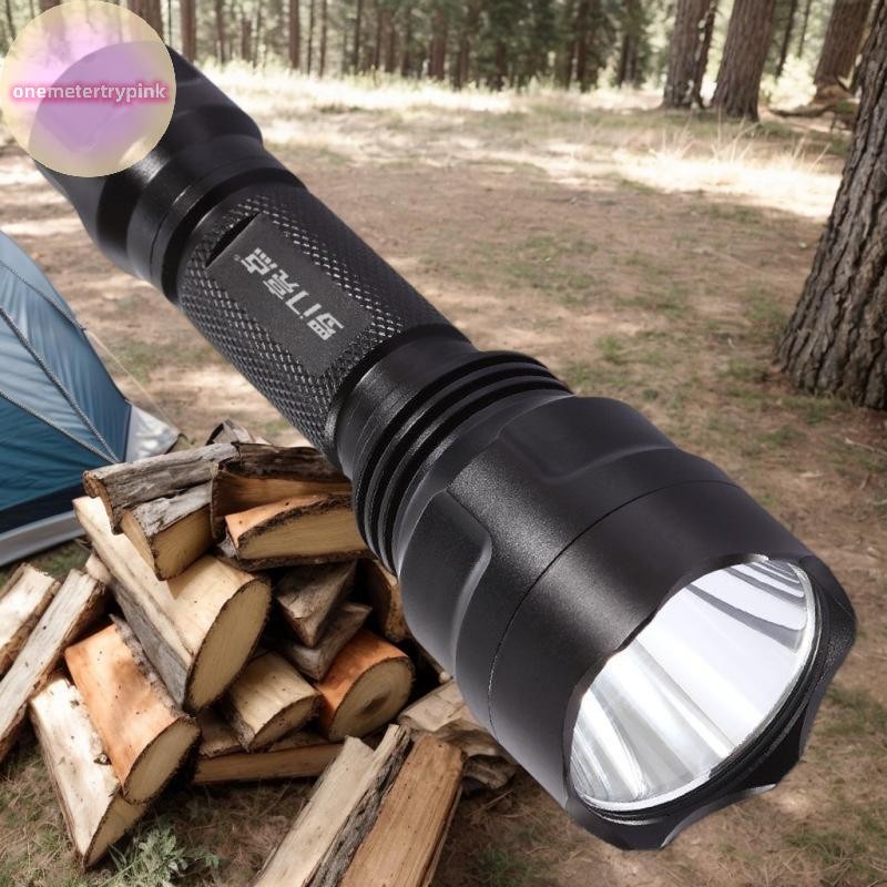 ONEPINK 1 ชิ้น C8 200LM 300M Range ไฟฉาย LED สําหรับ Night Riding Camping เดินป่า 18650 Super LED ไฟ