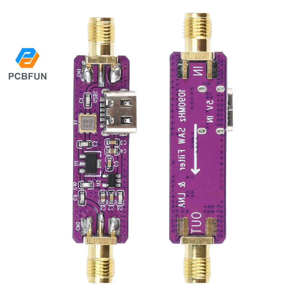 Pcbfun 1090MHz ADS-B Active SAW Filter และ LNA ต่ําเครื่องขยายเสียงโมดูล Type-C DC 5V TA1090EC + TQP