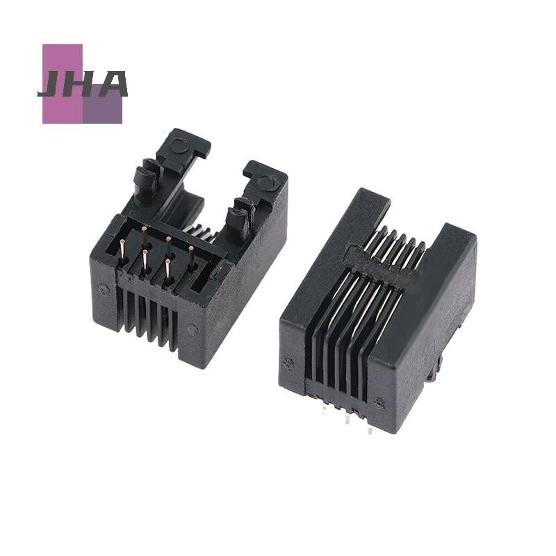 [JHA] 10 ชิ้น RJ11 ซ็อกเก็ตโทรศัพท์ขาโค้ง 95001 4P4C 6P6C 6P4C แจ็คหญิง Pcb Connector ซ็อกเก็ตโทรศัพ