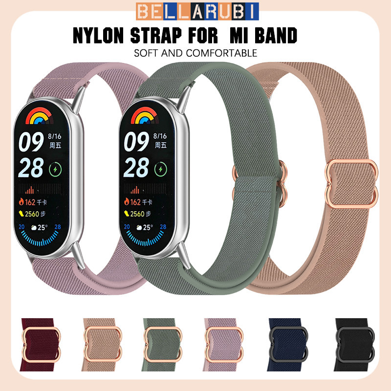 สายยืดหยุ่นไนล่อน for Mi Band 10 9 8 NFC สายรัดข้อมือกีฬาอ่อนปรับได้เปลี่ยนสายรัดข้อมือสบาย for XiaoMi Band 8 9 10NFC