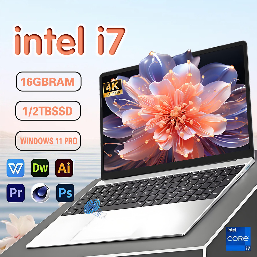 Pre ติดตั้ง MS Office 15.6 นิ้วแบบพกพา i7 แล็ปท็อป Windows 11 Intel Core i7 16GB RAM 2TB SSD Office Study แล็ปท็อปลายนิ้วมือปลดล็อคคอมพิวเตอร์โน้ตบุ๊ค PC