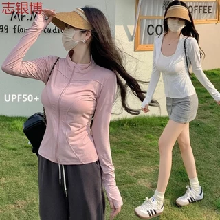 UM Shop  UPF50+ เสื้อแจ็คเก็ตกันแดดโยคะ มาใหม่ ทรงสลิมฟิต Sport  สไตล์ สปอร์ต ดีไซน์ปรับตัว เหมาะสำหรับผู้หญิง