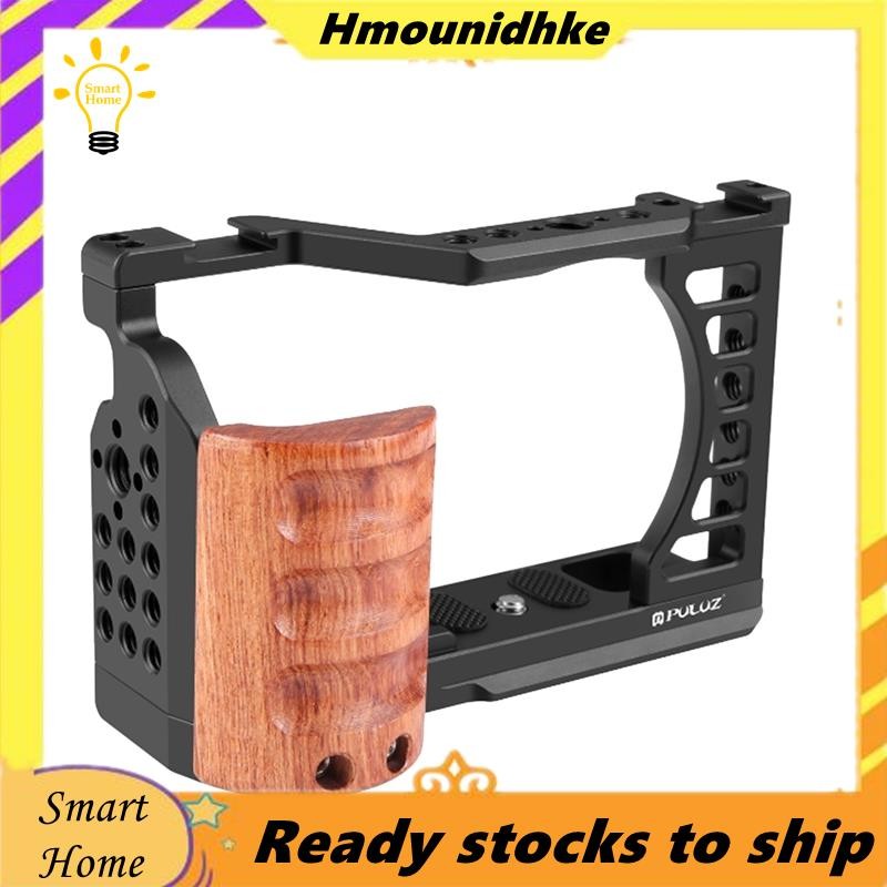 กรงกล้อง ZV-E1 Wood Handle Stabilizer Rig Frame พร้อมรูสกรู 1/4 และ 3/8 นิ้ว