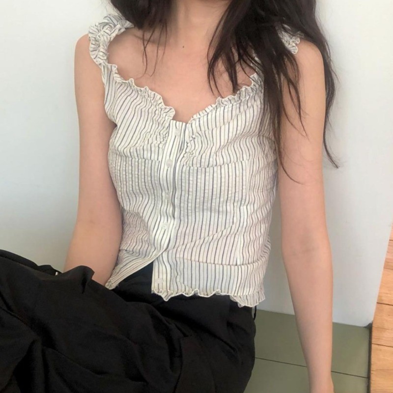 เสื้อย้อมยุคแขนกุดสำหรับผู้หญิง สไตล์เรียบง่าย ฤดูร้อน 250627