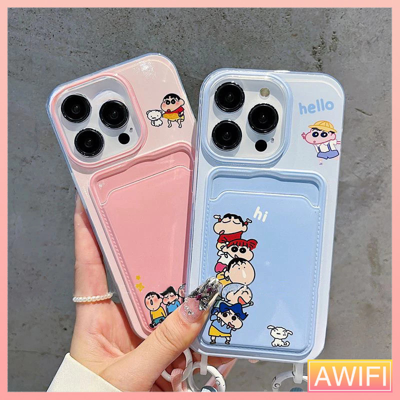 🔥AWIFI🔥การ์ตูน เคสไอโฟน สายสะพาย เคส ชินจัง สำหรับ IPhone 11 15 13 12 16 14 Pro Max XR X XS Max 15 14 7 8 Plus SE เคส