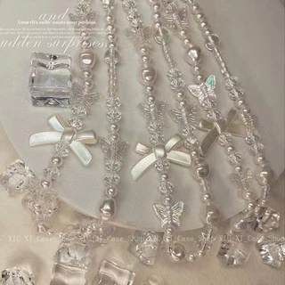 🌟Bov🌟สำหรับ iPhone VIVO OPPO Xiaomi กรณีโทรศัพท์ Lanyard สไตล์ Instagram โทรศัพท์มือถือ ลูกปัดหัวเข็มขัด-HLGS1