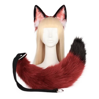 COSPLAY Zootopia Nick Wilde Fox Ears Tail Set - Fluffy Animal Costume Accessories