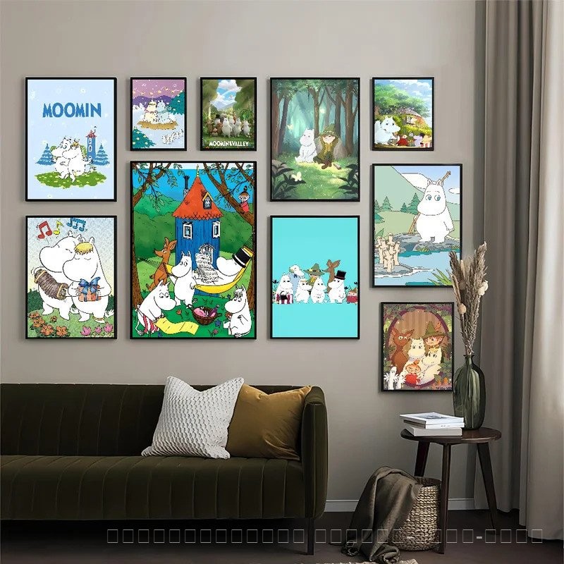 Moomin whitepaper โปสเตอร์กระดาษกันน้ำสติกเกอร์ Coffee House Bar aesthetic Art Wall painting