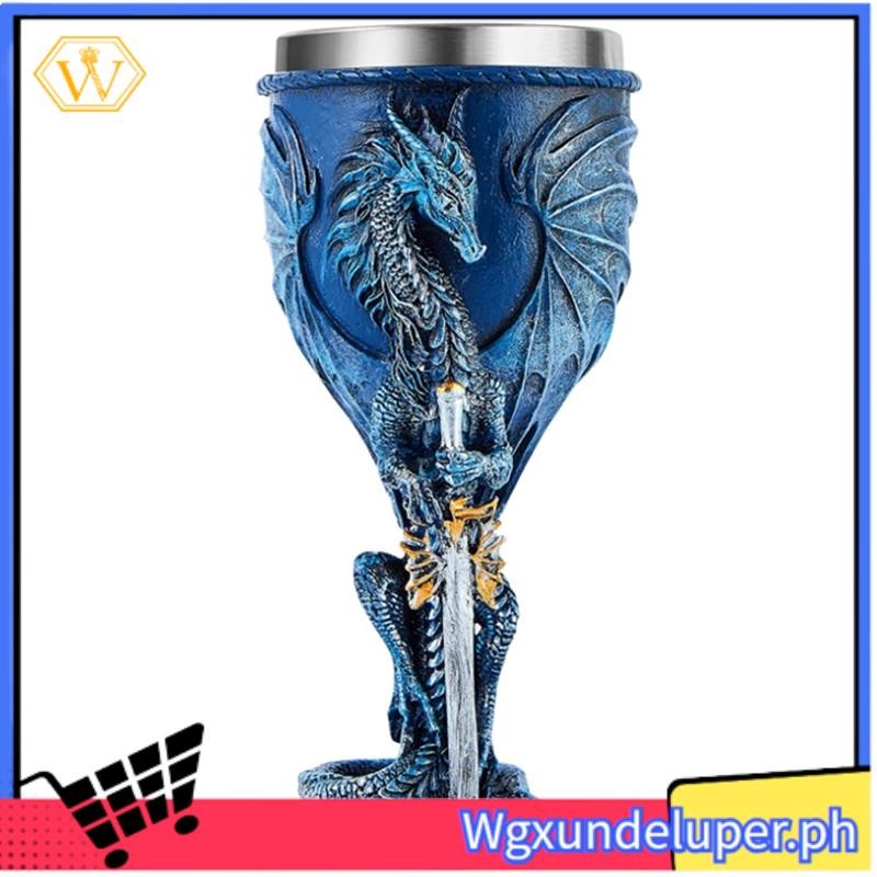 WBlue Dragon Goblet Holy Grail Wine Goblet Flying Dragon Sword Goblet